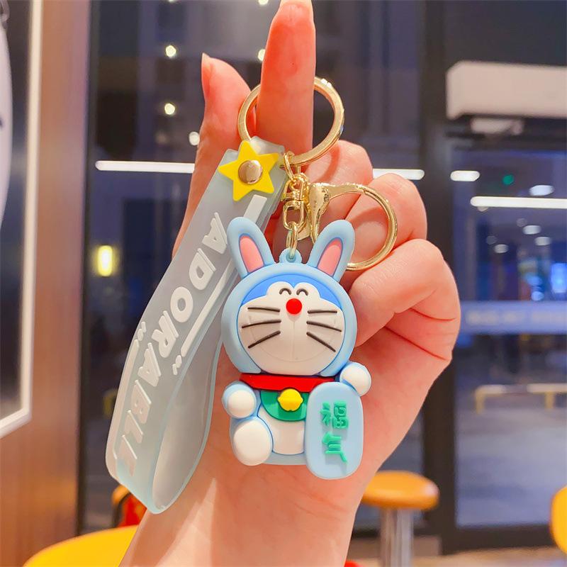 Cute Lucky Jingle Cat Doraemon Keychain Bag Pendant Car Keychain Gift