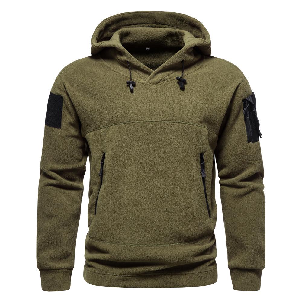 2024 Men's Tactical Hooded Fleece Sweatshirt Pullover Jacket