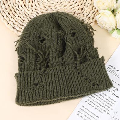 Warme Damen Herren Winter Mützen Hüte Gothic Loch Street Punk Gestrickte Bommelmützen Mode Warmhalten Skullies Beanies Hüte