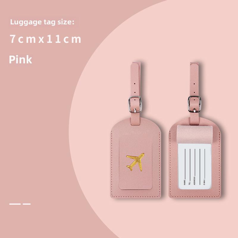 "PU Leather Luggage Tag & Passport Cover Set with Cross-Border Airplane Design"