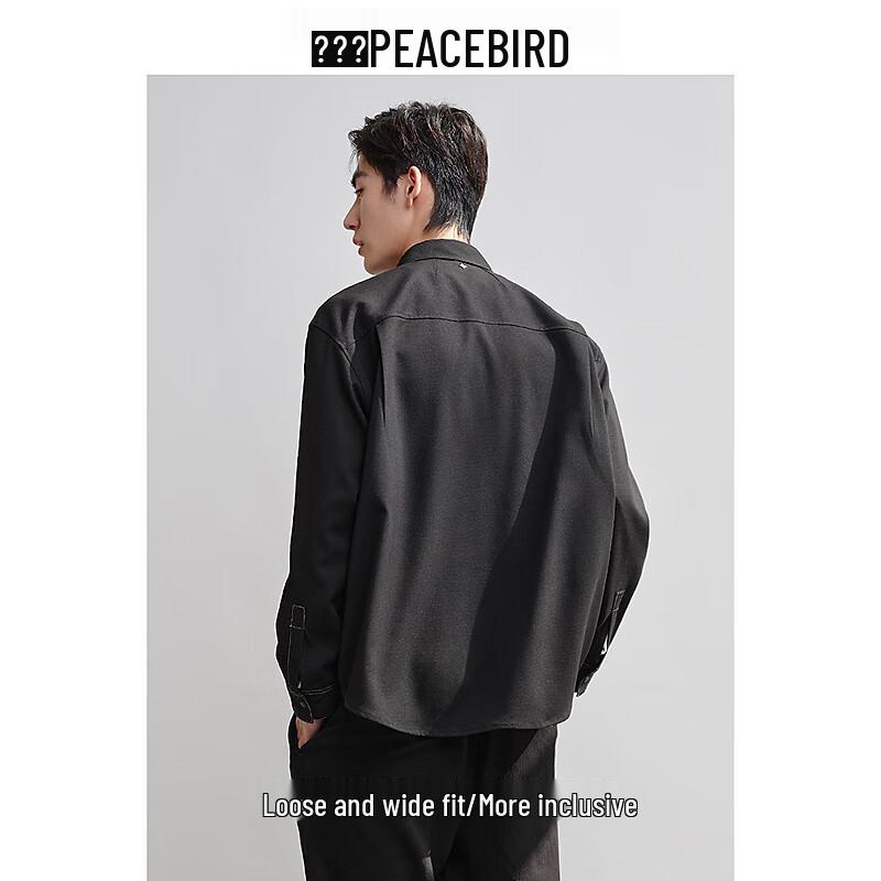 PEACEBIRD Men's Retro Jacquard Loose Fit Pocket Shirt