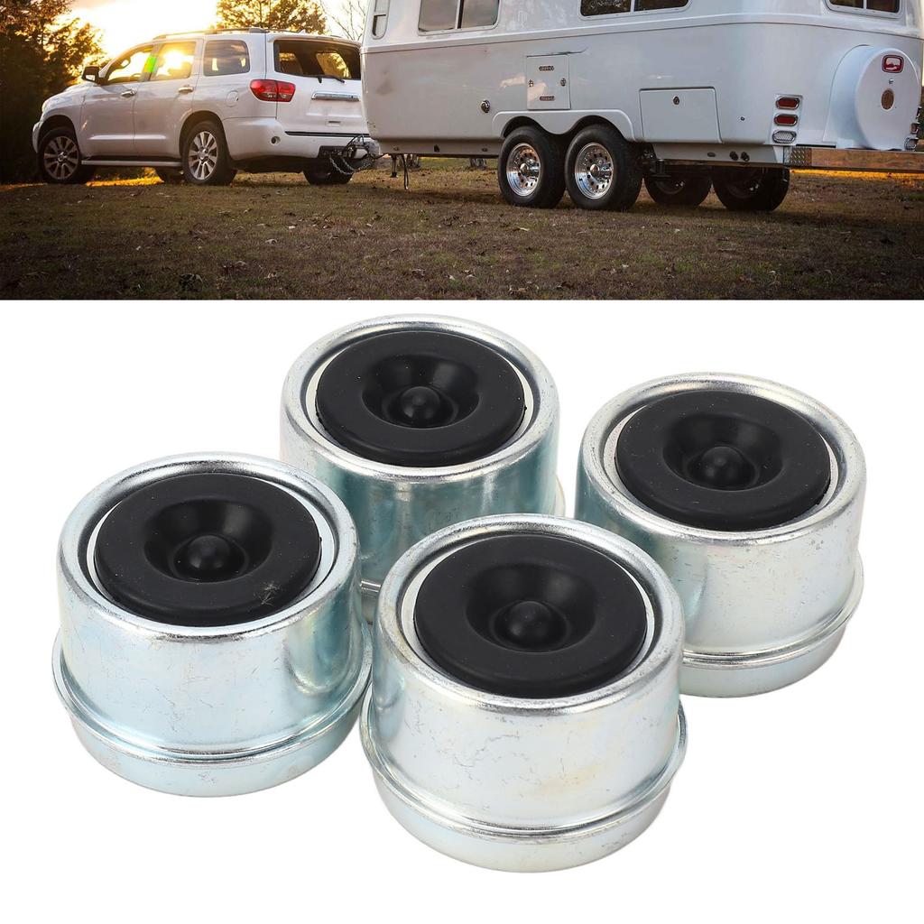 4pcs 1.98in Trailer Bearing Dust Cap Trailer Axle Oil Cap with Rubber Plugs for 2000 to 3500 Lbs Trailer Wheel Hubs