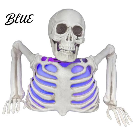 Gothic Home Decor Halloween Skull Candle Lantern with Color Changing LED Lights Realistic Night Light Bone Texture Flameless Lamp for Indoor
