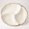 Mino Ware Partitioned Bowl, Large Appetizer Plate, White Karatsu Style, K80015