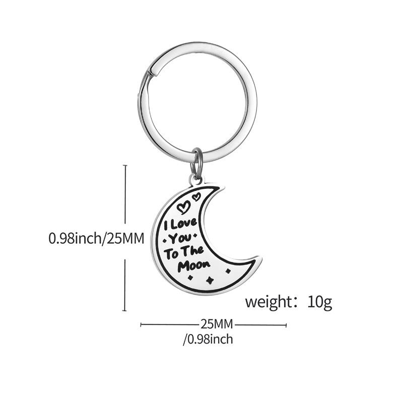 Planet Moon Stainless Steel Couple Keychain Romantic Universe Design Fashion Pendant Practical Valentine's Day Gift