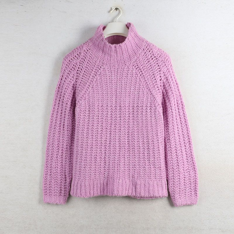 Sunshine House Autumn and Winter Export European and American Plus Size Women's Clothes Mid Round Neck Coarse Yarn Knitwear Thick Sweater Outwear