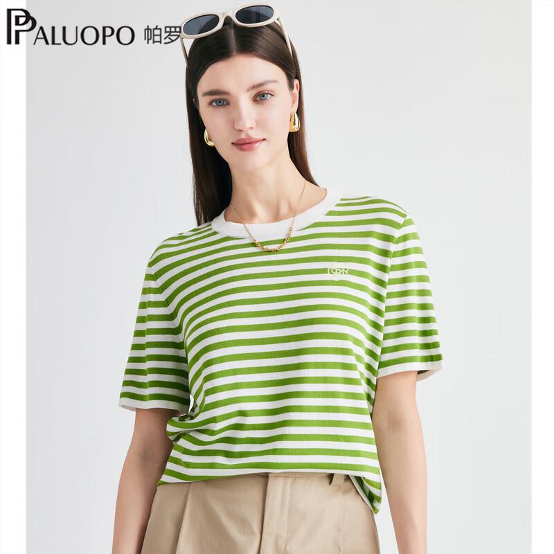 PALUOPO Women s Striped Short Sleeve T-shirt S