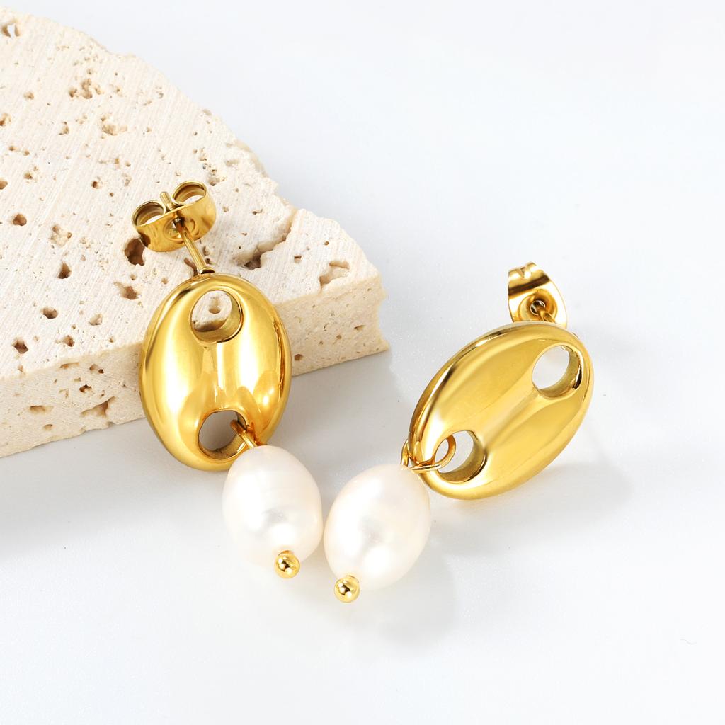 Freshwater Pearl Pendant Earrings for Girls, Sweet Party Style Light Luxury Fashion INS Jewelry, Premium Birthday Gift