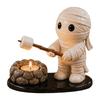 Halloween Lagerfeuer Teelichthalter Mehrzweck Harz Kerzenhalter Figur Wiederverwendbar Handgefertigt Tischdekoration für Wohnkultur