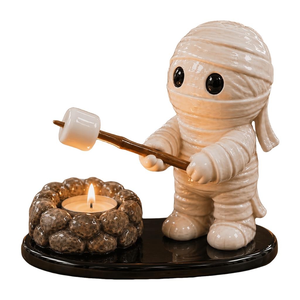 Halloween Lagerfeuer Teelichthalter Mehrzweck Harz Kerzenhalter Figur Wiederverwendbar Handgefertigt Tischdekoration für Wohnkultur