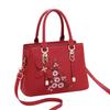 Fashion PU Leather Shoulder Bags Solid Color Large Capacity Ladies Handbags with Pendant Female Messenger Bag