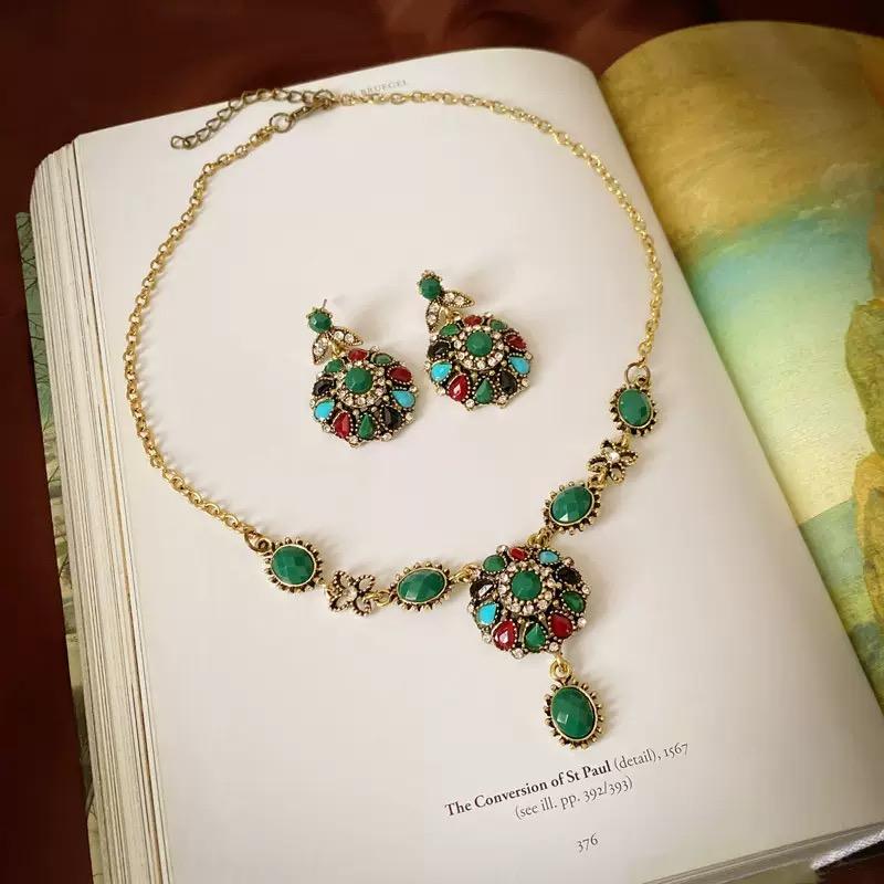 Exaggerated Statement Necklace For Women Bohemian Multicolor Stone Necklaces Big Discount Fashion Jewelry Clearance Sale