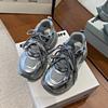 2025 autumn new Internet celebrity explosion mesh silver double thick sole heightening leisure sports dad shoes tide