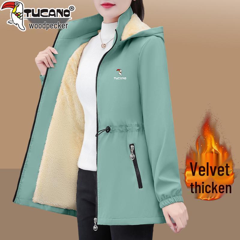 Women's Fleece-Lined Mid-Length Trench Coat - 2025 New Autumn/Winter Warm Thickened Jacket