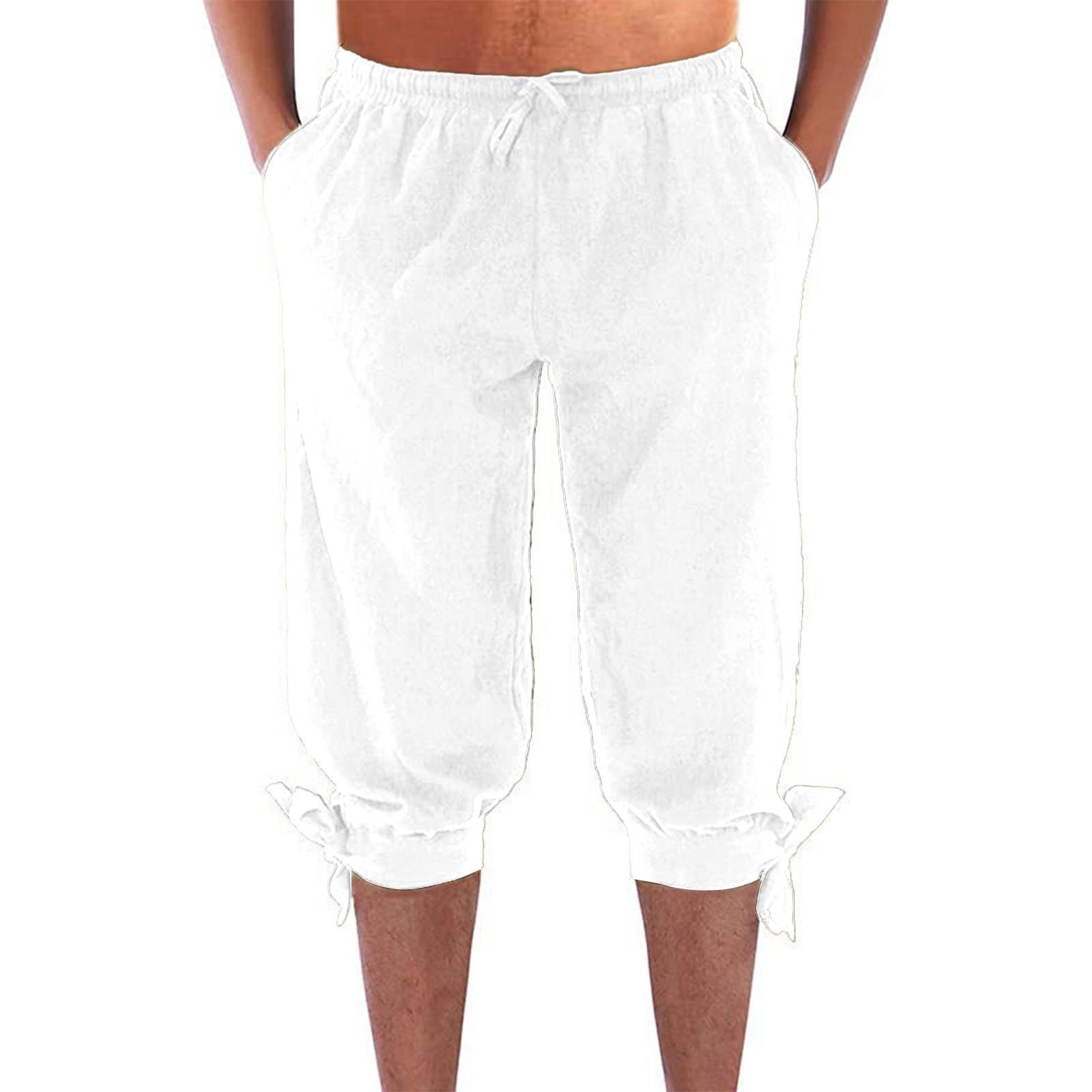 

Мужские повседневные свободные прямые летние пляжные штаны для йоги на шнурке XL белый