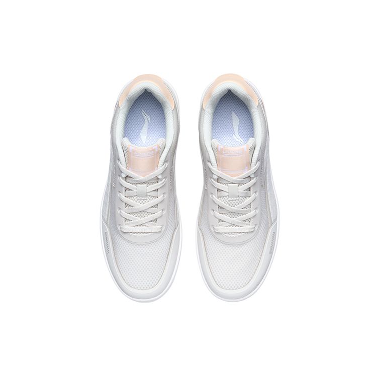 Li Ning Classic Casual Rebound Low-Top Skate Shoes Women sneaker White Apricot AGCR186-1