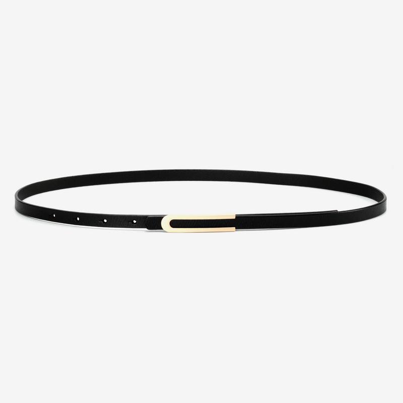 Women's Retro Gold Thin Genuine Leather Waist Cincher Belt