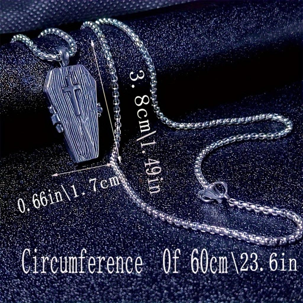 Vintage Halloween Openable Coffin Skeleton Skull Pendant Necklace Stainless Steel Chain Choker Gothic Punk Jewelry For Women Men
