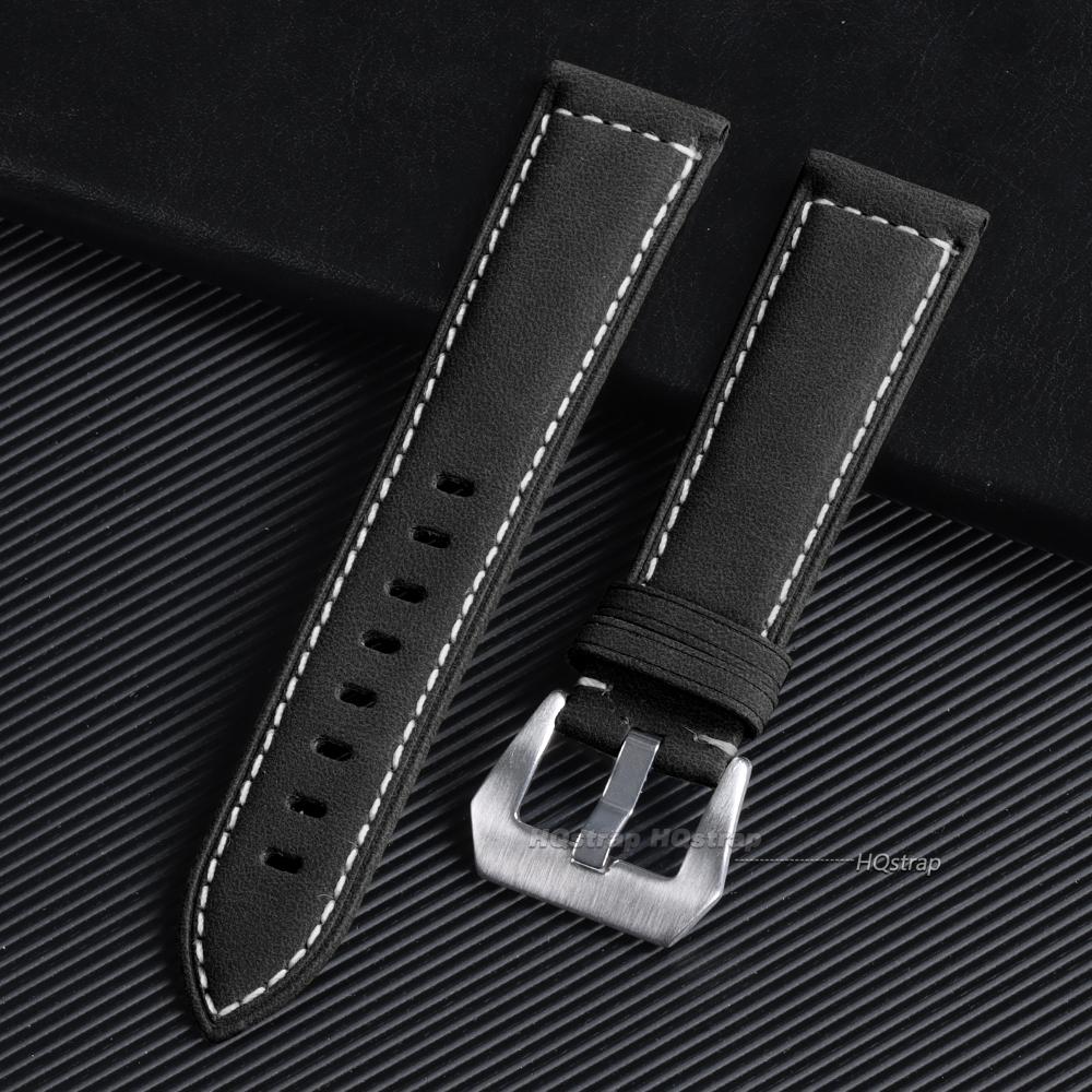 Leather Watchband Bracelet Black Blue Brown Vintage Matte Watch Strap for Women Men 18mm 20mm 22mm 24mm Universal Wrist Band