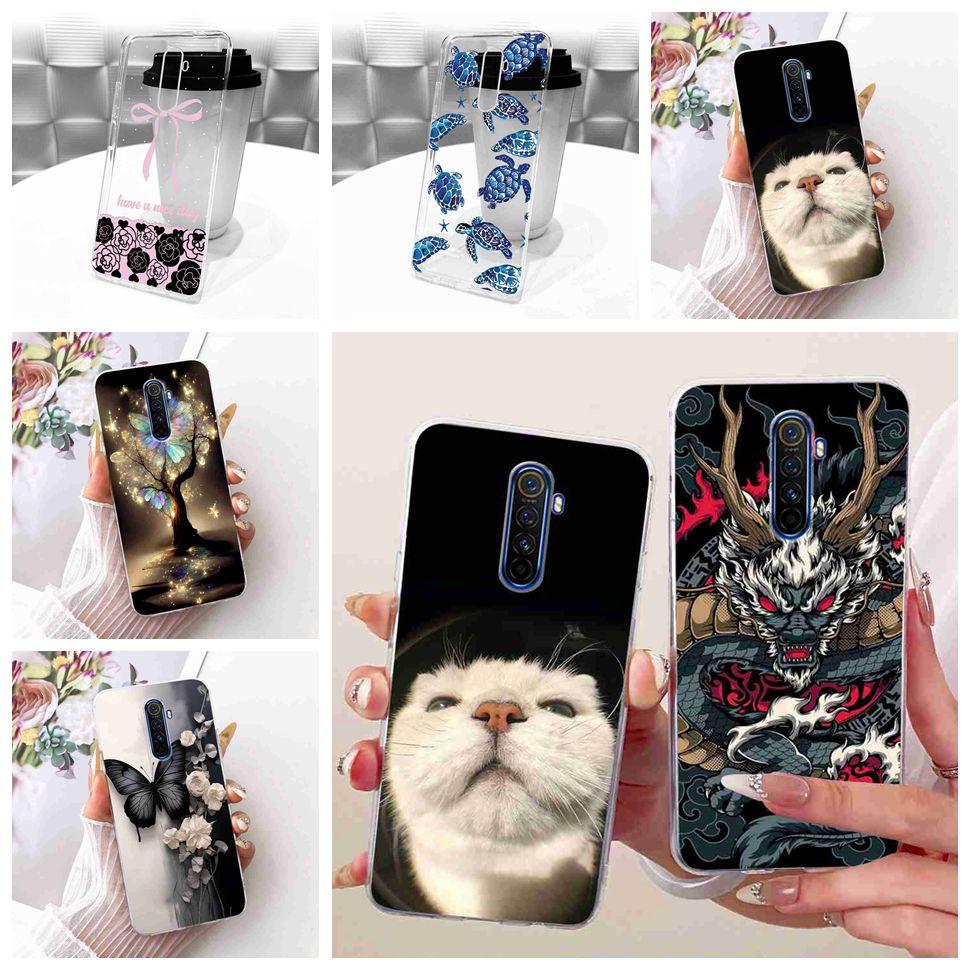 For Realme X 2 X2 Pro RMX1931 Case Cartoon Cat Simple Silicone Cover For Oppo Realmex2 Pro Phone Case Shockproof Bumper