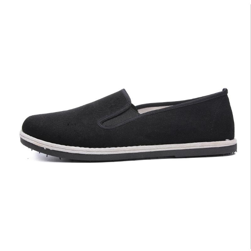 Low-top flat-soled old Beijing cloth shoes, simple solid-color cloth shoes, casual one-pedal lazy round canvas shoes