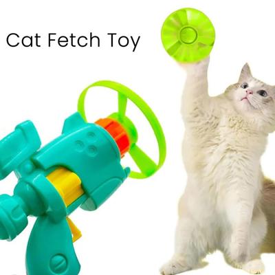 Ensemble Lanceur de Disque Volant Lumineux pour Chat Jouet Interactif pour Chat avec Hélices Colorées Jouets Volants pour Chat Intérieur Extérieur pour l'Exercice et le Plaisir