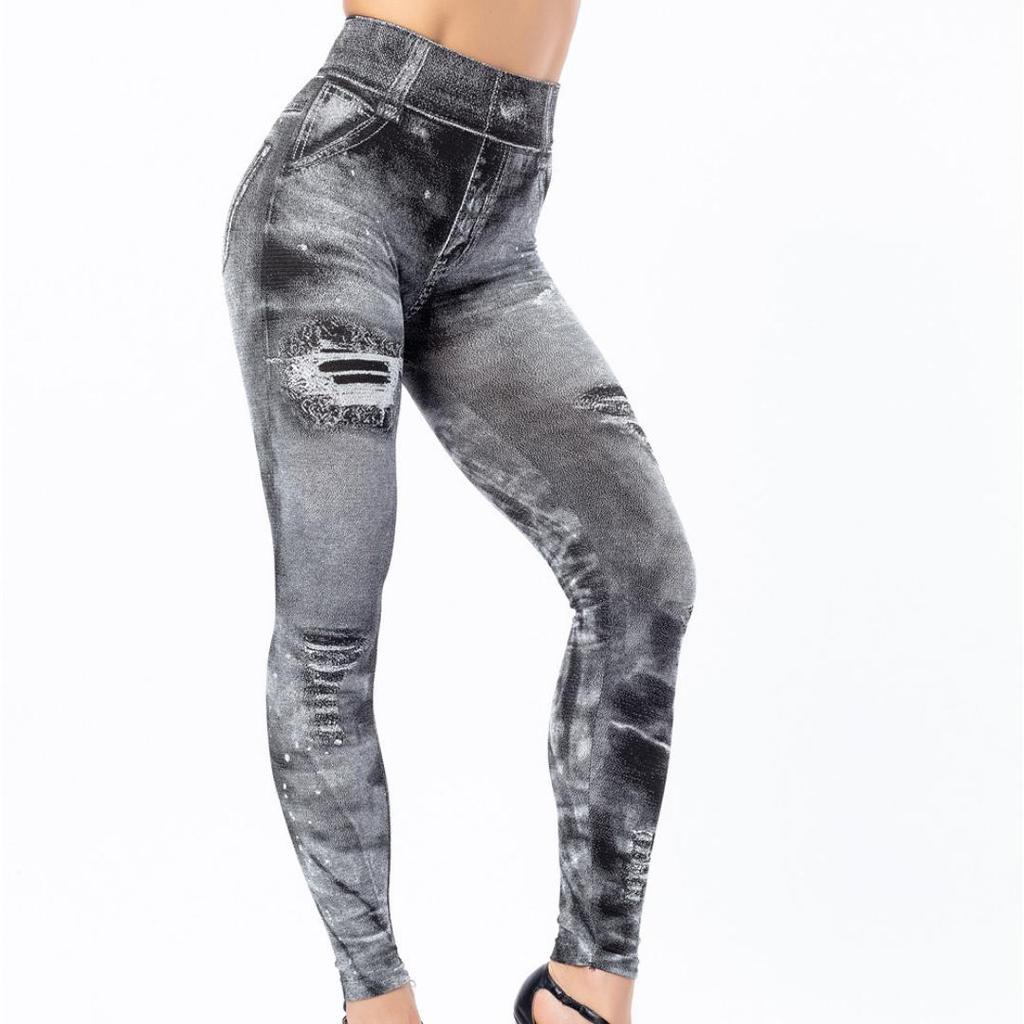 Sexy Imitation Jeans Leggings High Waist Pants Fitness Slim Sport Push Up Leggings for Women