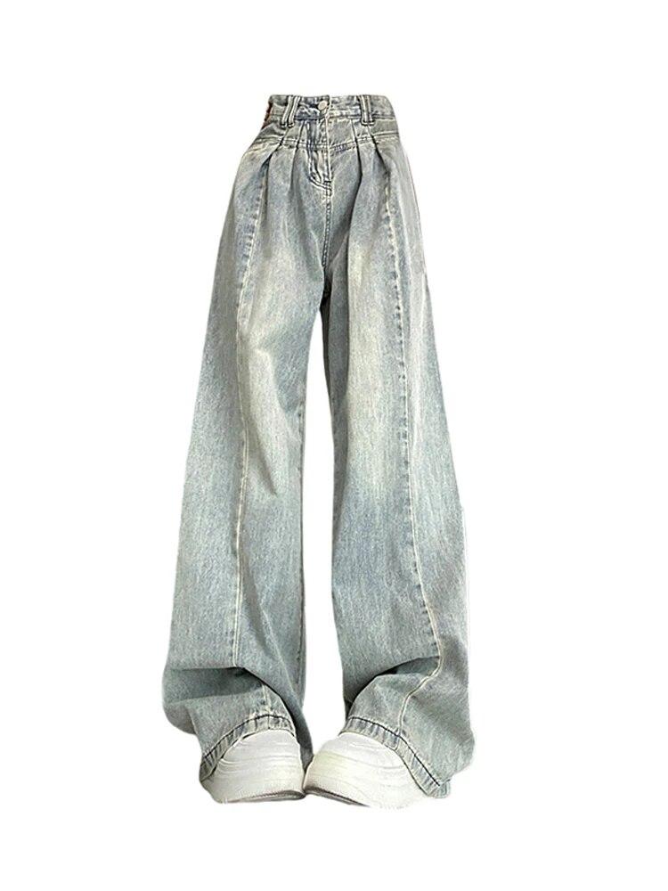 Women's Blue Jeans Baggy Harajuku Aesthetic Oversize Denim Trousers Y2k Loose Wide Jean Pants Vintage 2000s Casual Clothes 2026