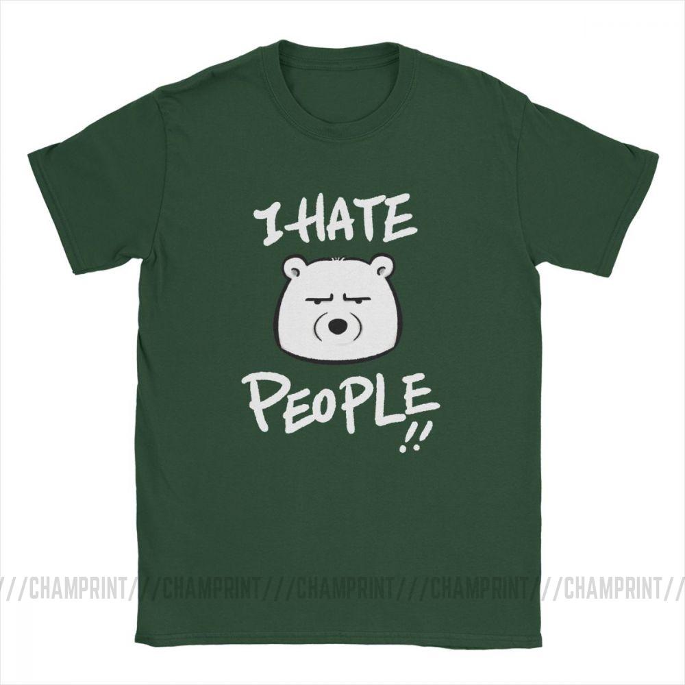 I Hate People Men T Shirts Bear I Eat People Solitary Autism Casual Cotton Short