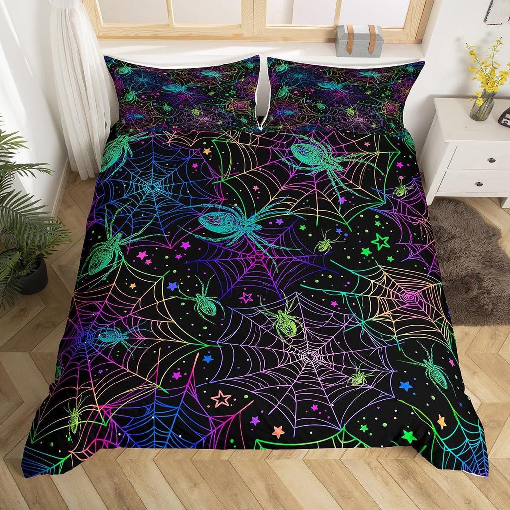 Digital Printing Three-Piece Kit Quilt Cover Pillowcase Cute Ghost Pumpkin Lantern Bedding