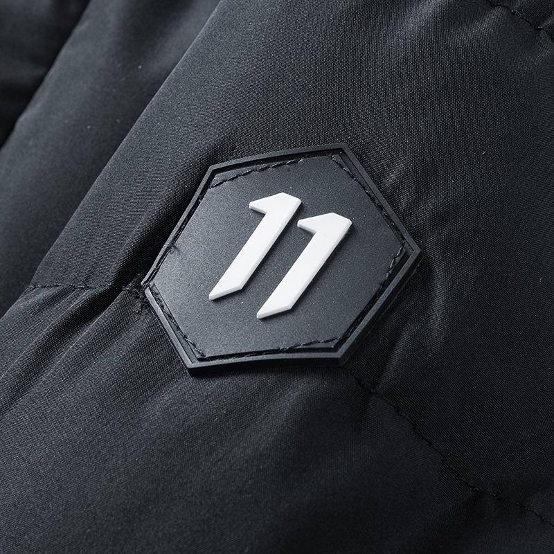 Pánský stojatý límec podzim a zima zesílený teplý ležérní kabát s kapucí bavlněné bundy