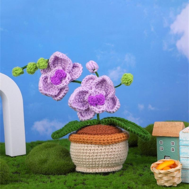 DIY Crochet Plant Flower with Yarn, Crochet Hook, Crochet Needle, Knitting Marker, Instruction, DIY Crochet Starter X3UC