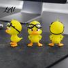 Yellow Duck Ornaments 3D Printed Angry Figurine with Detachable Swimming Goggles Funny Lively Tabletop Displays Statue Desktop Ornament for