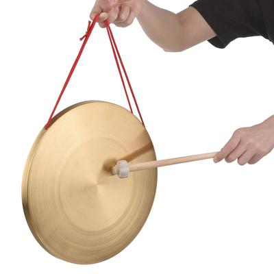 22 / 30 Cm Hand Gong Cymbals Brass Copper Gong Chapel Opera Percussion Instrument With Round Play Hammer