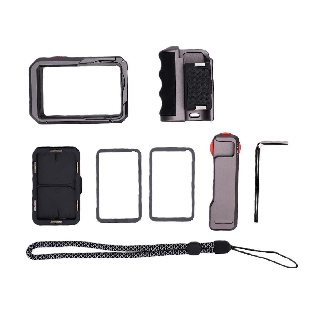 Camera Grip Holder Set Fit for DJI Osmo Action 6 Metal Action Camera Protective Frame with Shutter Key Screen Sunshade