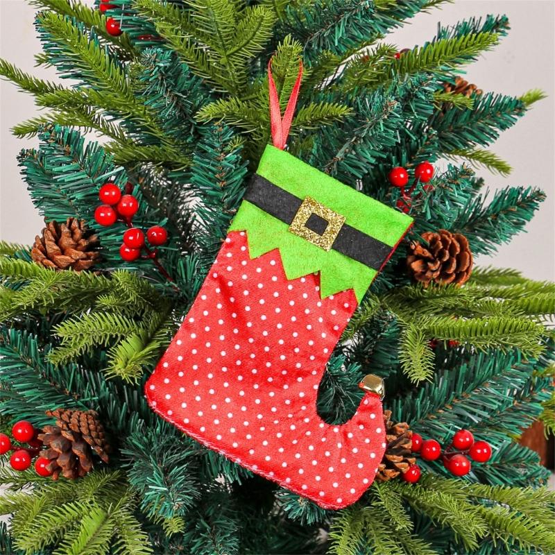 Festival Spotted Christmas Stockings Christmas Gathering Essential Stylish Hanging Stockings with Adjustable Belts