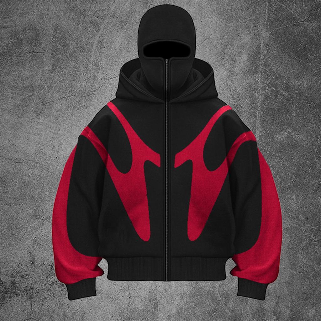 Velvet Punk Double Hat Unique Design Hoodie Loose Hoodie
