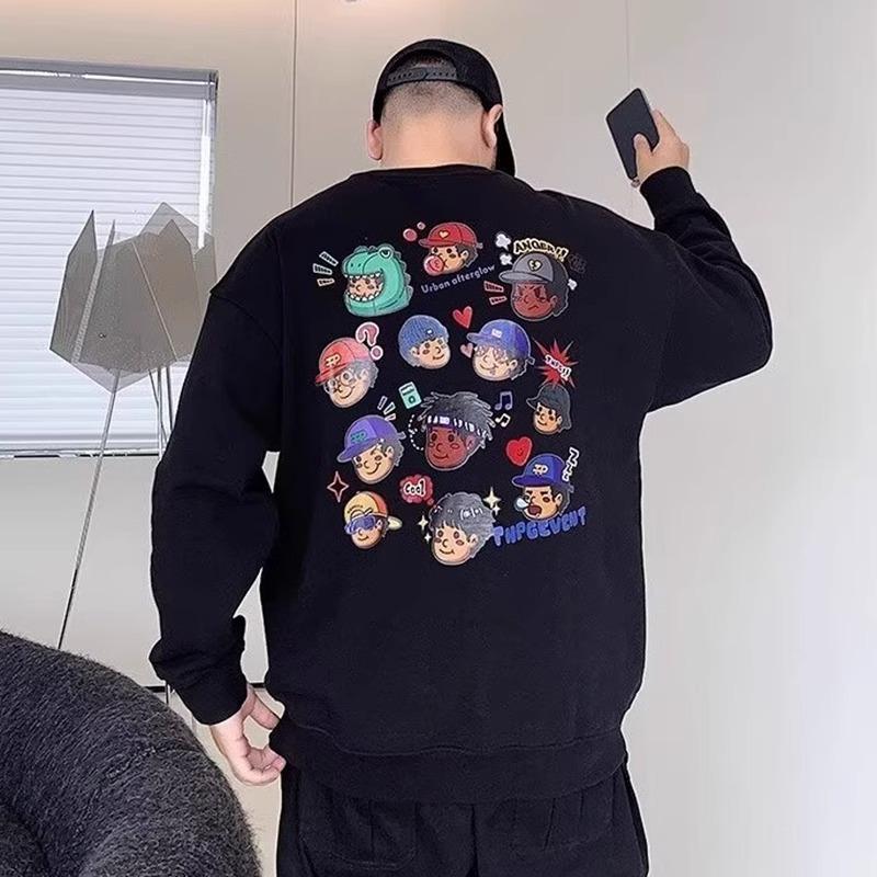 Printed soft high quality fabric wrinkle-resistant men's street sports casual breathable loose fashion trend comfortable long-sleeved tops