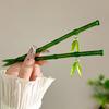 2024 New Chinese Style Green Plastic Bamboo Leaf Hair Stick For Women Girls Vintage Acrylic Chopstick Hairpin Hair Accessories