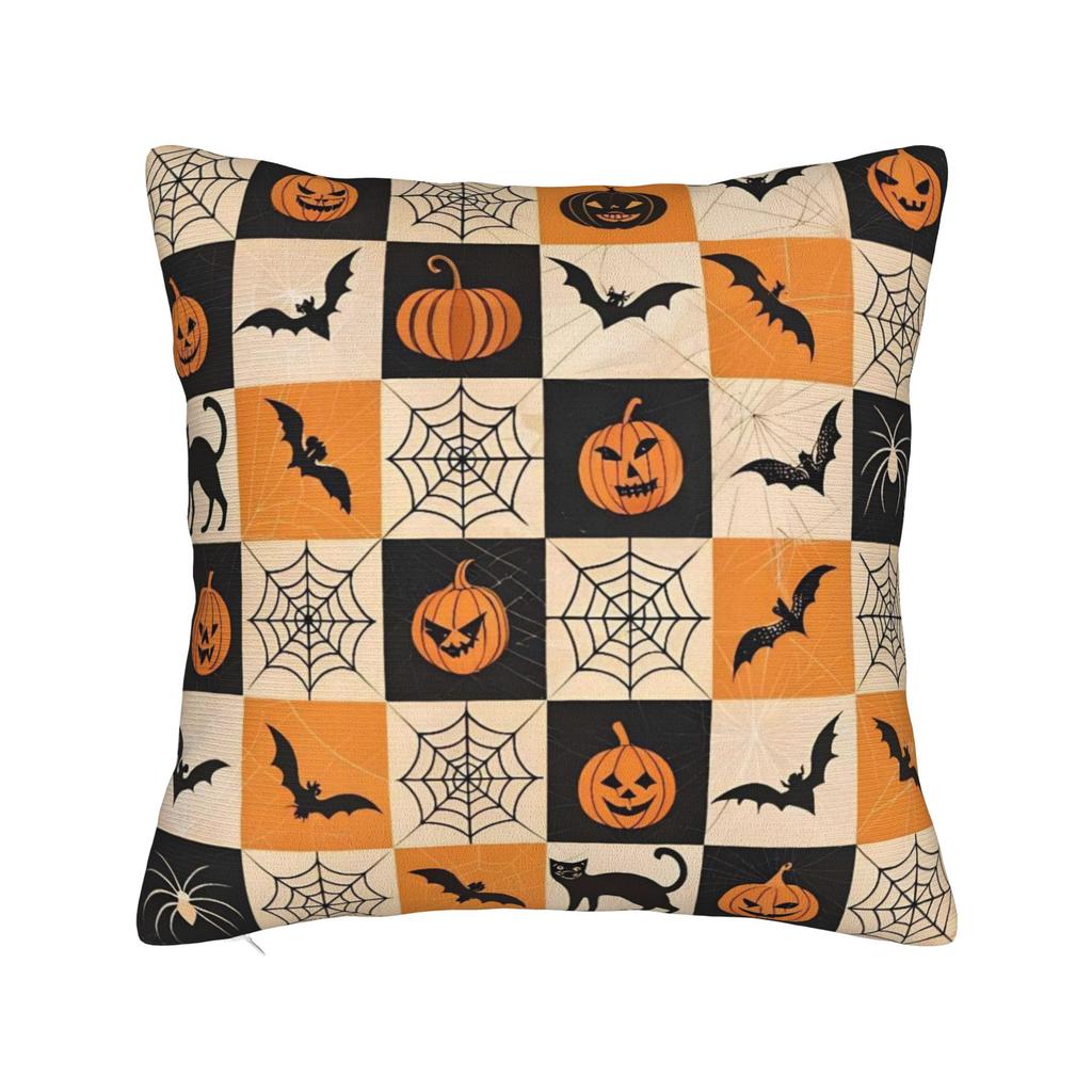 Horror Pumpkin Face Halloween Square Pillow Case Cushion Cover Novelty Zipper Decorative Pillowcase for Home 18"