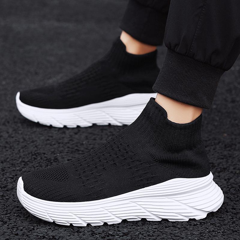 Men Running Walking Sock Shoes Fashion Casual Sneakers Breathable Thick Sole Sport Shoes Lightweight Men Sneakers Casual Shoes