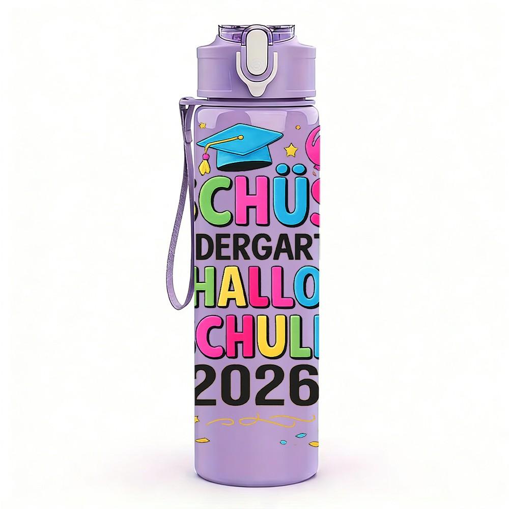 1PC Teachers Kindergarten 2026 Print 750ml Color Plastic Sports Water Bottle Leakproof Flip Straw Lid Suitable for Sports Office Home Use