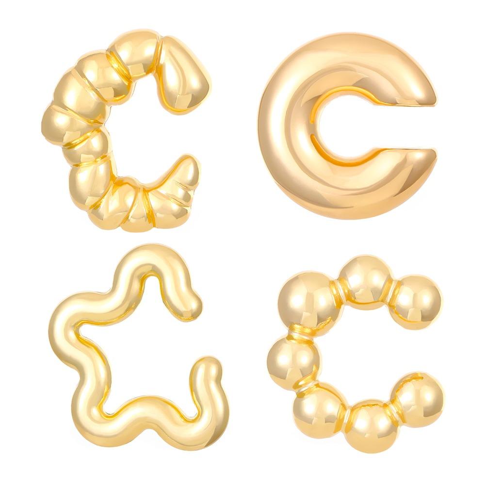 4Pcs/set C Shape Earring Clip Glossy Cartilage Ear Cuff Vintage Jewelry Accessories  Women
