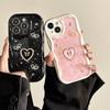 Cream Wind Ins Phone Case for IPhone17 Promax Bow Tie Love for Apple 15 Sparkling Pink Glitter 8 Fine Holes