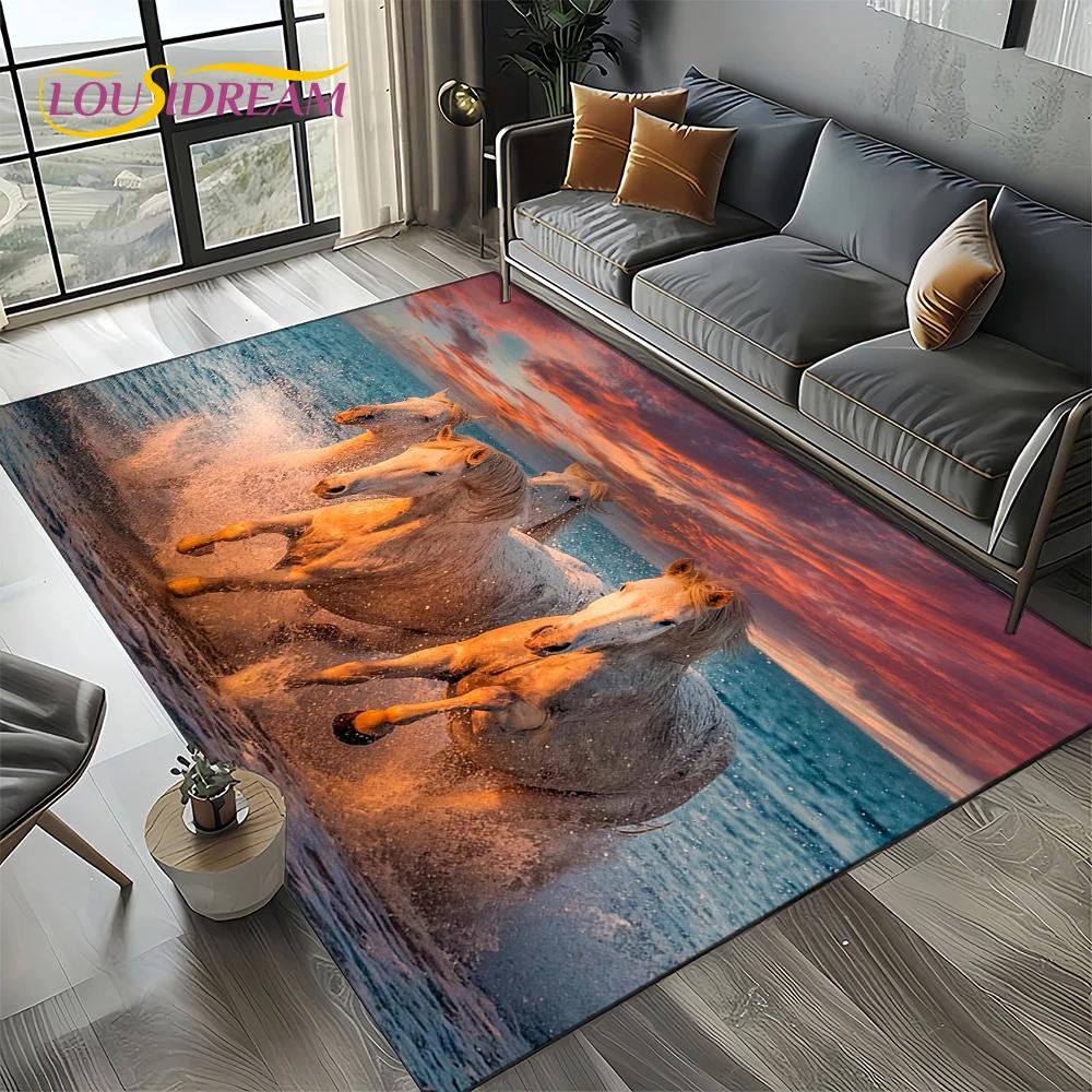 27 Style Horse Pentium Gallant Steed Animal Carpet Rug for Living Room Bedroom Home Sofa Decoration,Area Rug Non-slip Floor Mat