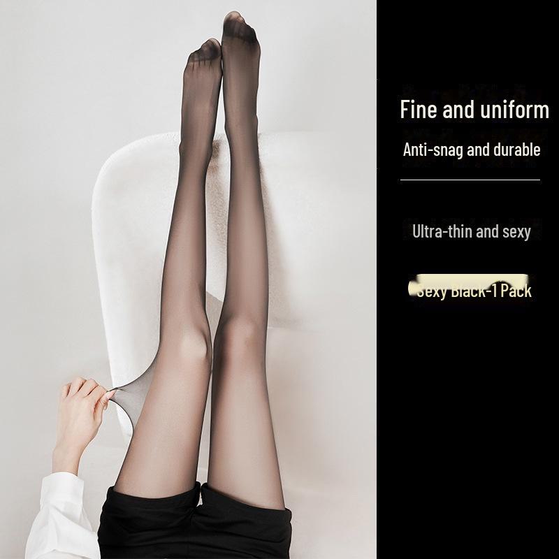 

Alluring Anti-Snag Black Silk Leggings: Ultra-Thin, Nude-Finish Transparent Stockings for a Bare-Leg Look One Size