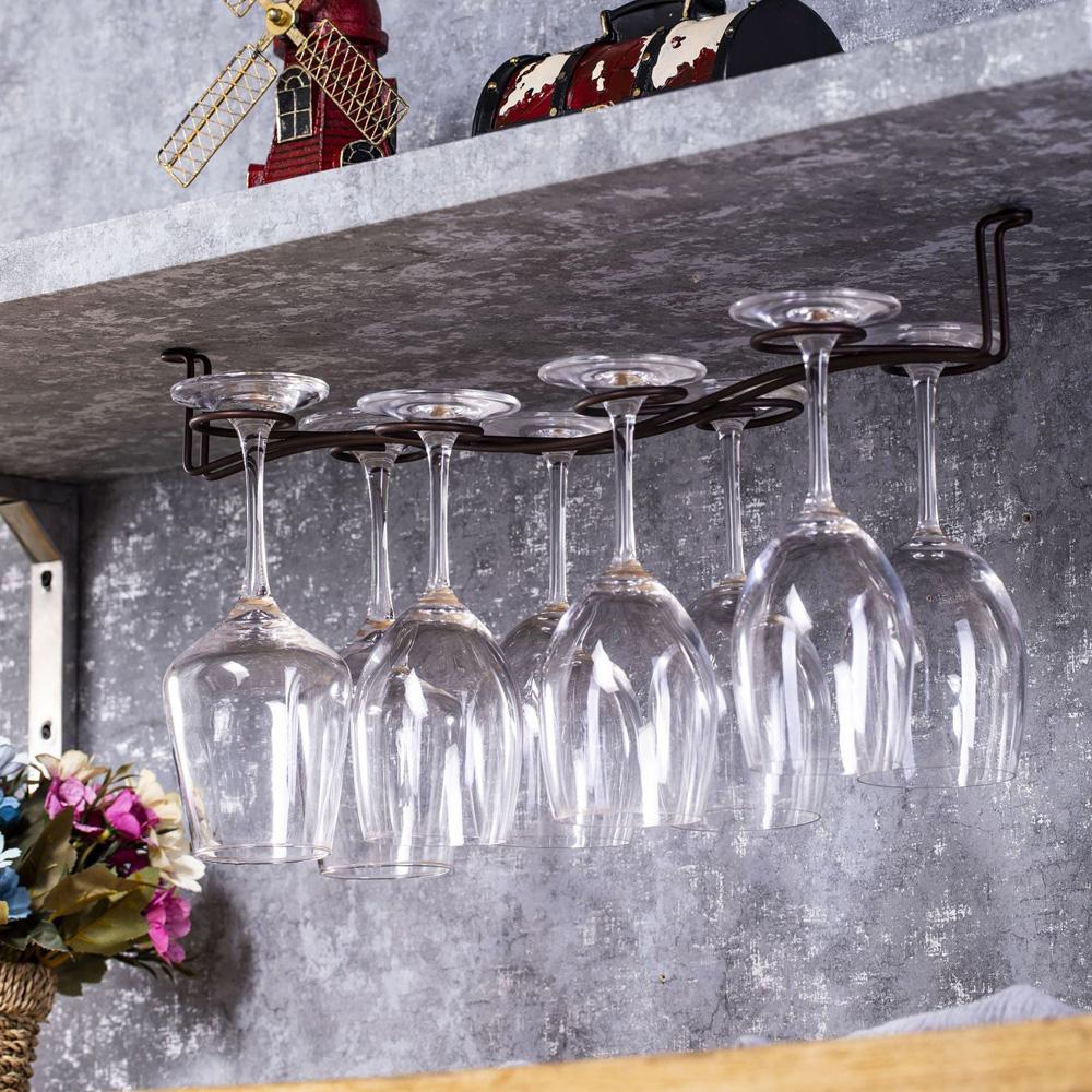 Durable Cabinet Bar Storage Shelf Organizer Wine Glass Rack Stemware Holder Cup Hanger Hanging Rack