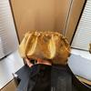 Glossy Cloud Bag Gold Silver Pleated Dumpling Bag Women's New Niche Design Single Shoulder Messenger Bag