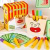 Baby Simulation Wooden Hamburger Fries Brick Pairing Kitchen Game Play House Cutlery Set Toy