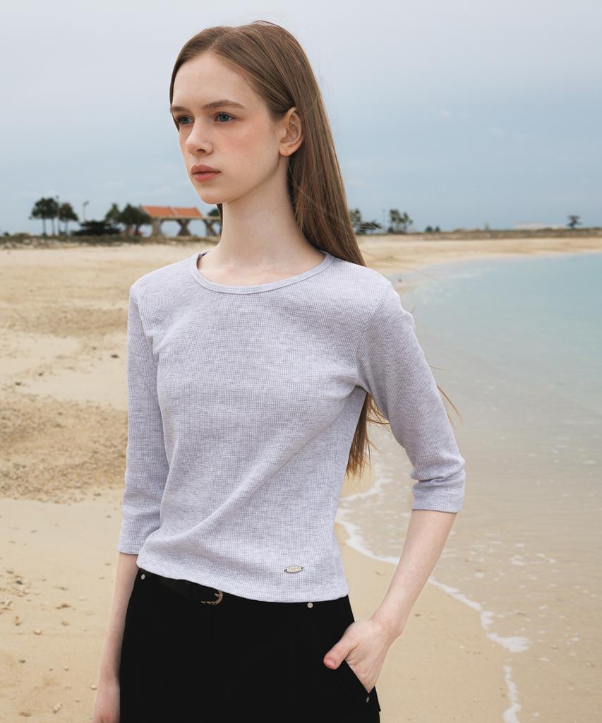 DEHEVE Basic Waffle T-Shirt [Gray]